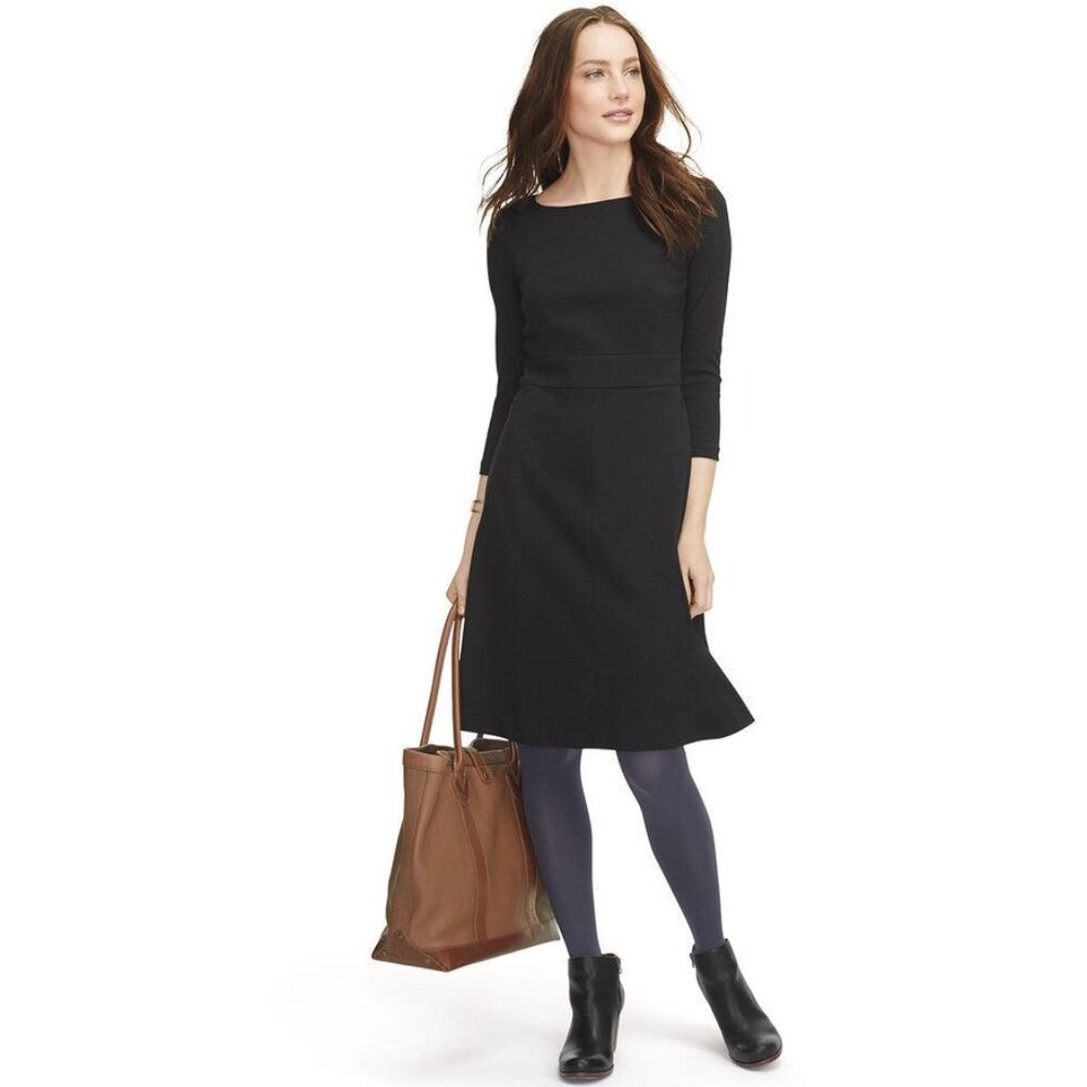 NWT LL Bean Signature Womens Size 16 Black Knee-Length Stretch Ponte Dress NEW